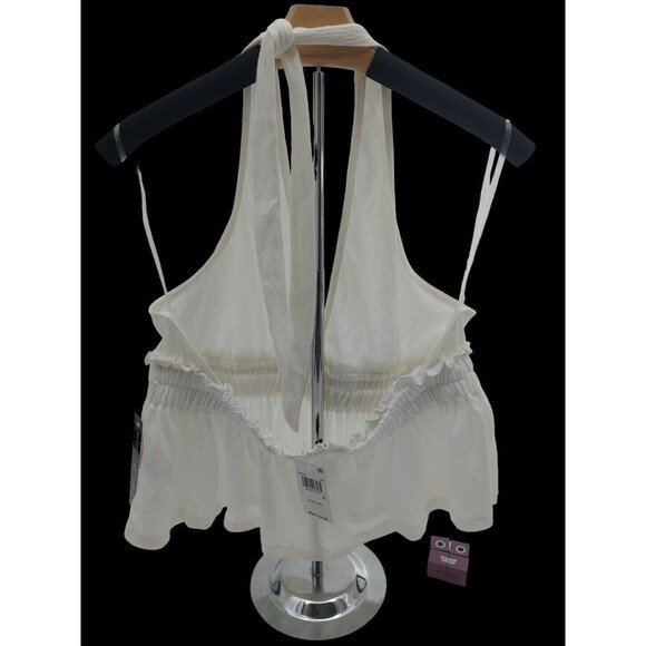 Almost Famous Women's Halter Crop Top Shirt Junior's Size XL Tanks Ivory New - Picture 4 of 12